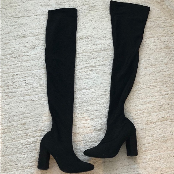 black glitter over the knee boots